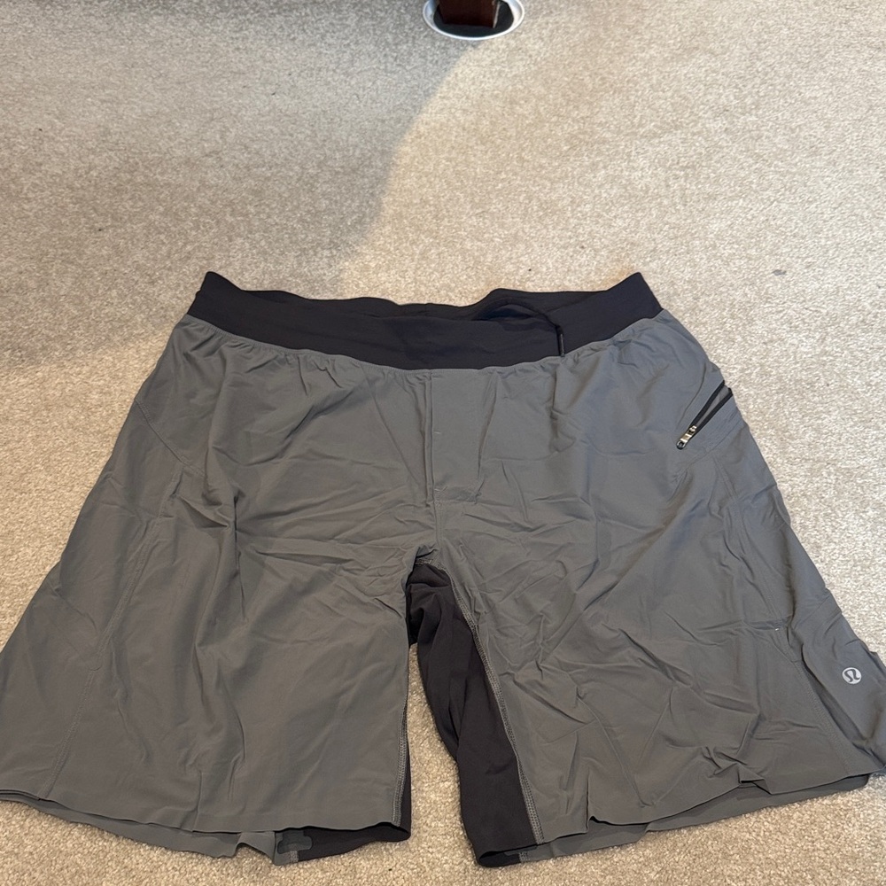 lululemon athletica Men's Charcoal and Black Athletic Shorts